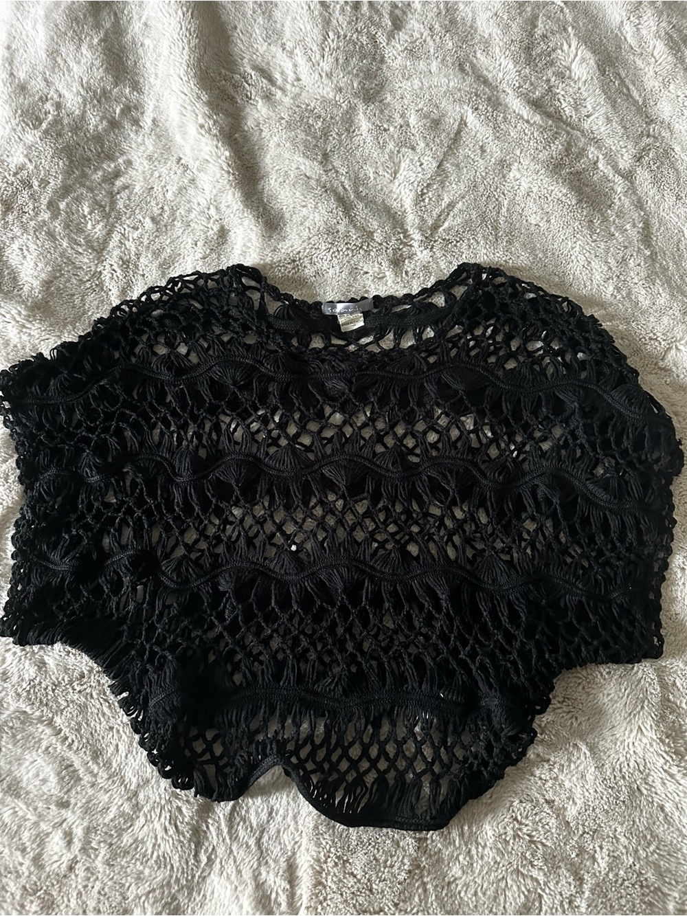 Black Crochet Crop Top - Women's Breathable Summer Top
